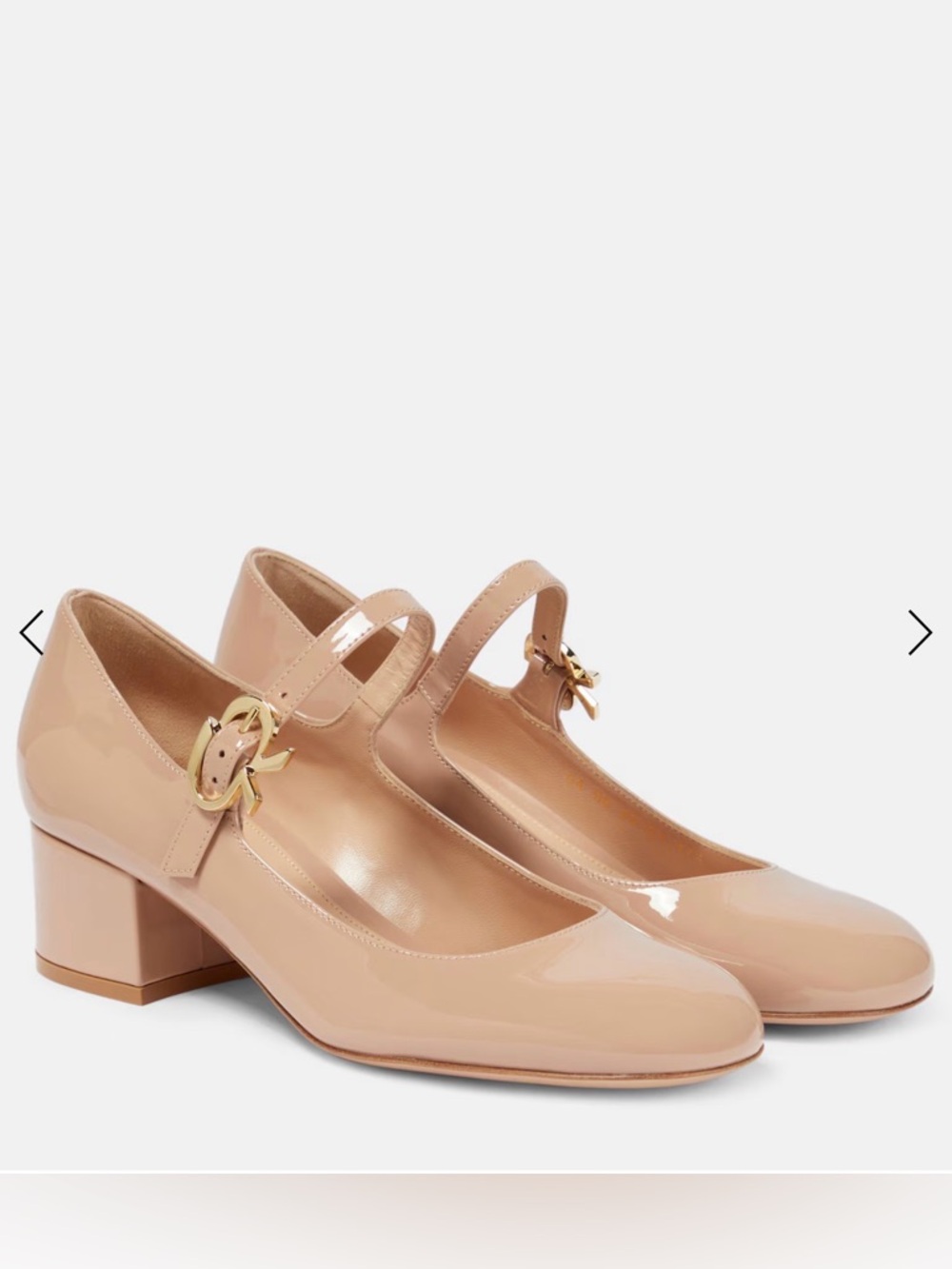 Gianvito Rossi Nude Patent Mary Jane Block Heel Pumps